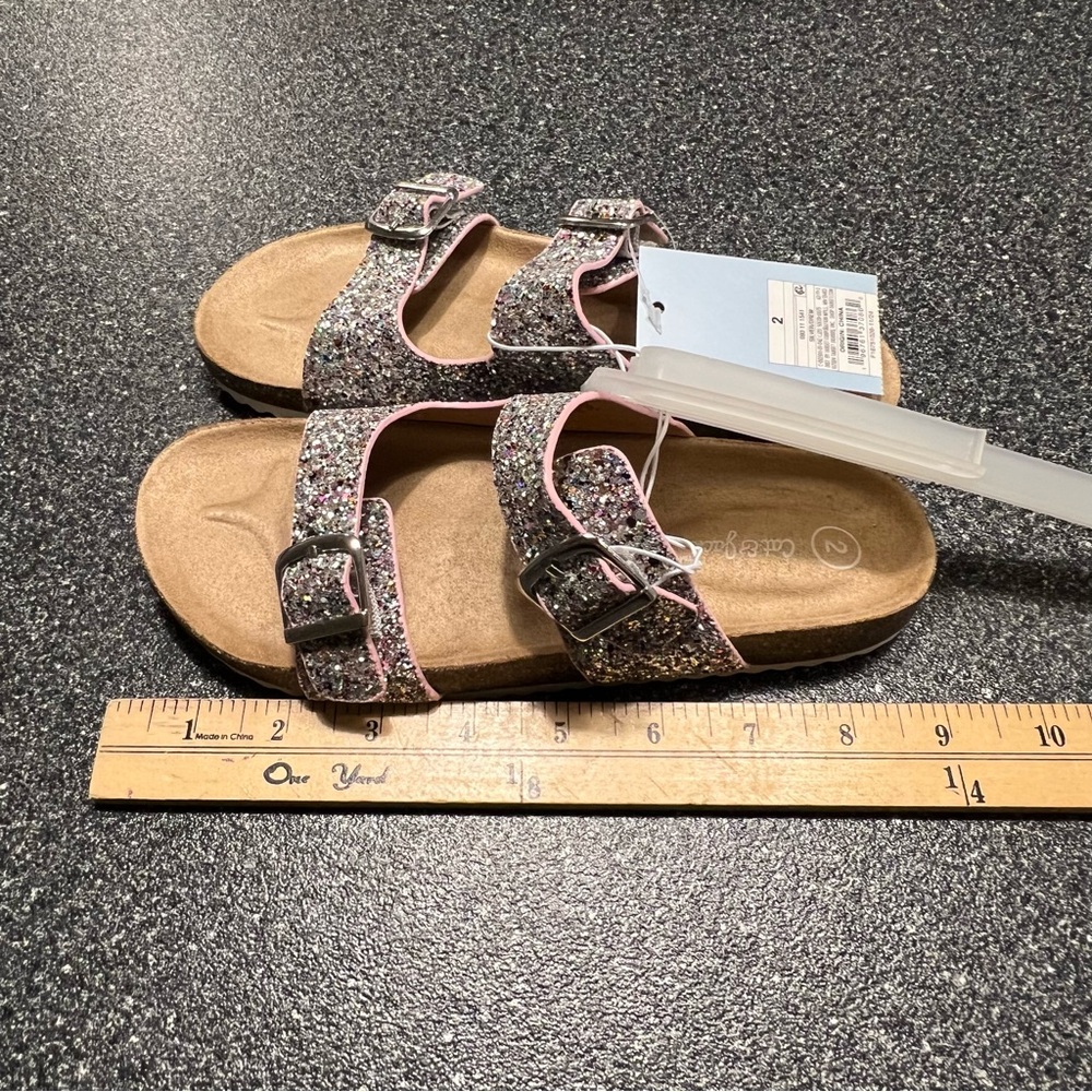 NWT Cat & Jack Kids Drew Footbed Sandal- Size 2 - Picture 3 of 5